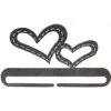 6in Stitched Hearts Split Bottom Charcoal Hanger/Holder