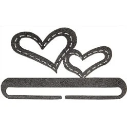 6in Stitched Hearts Split Bottom Charcoal Hanger/Holder