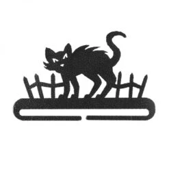 Stoney Cat And Fence Charcoal 8in Hanger