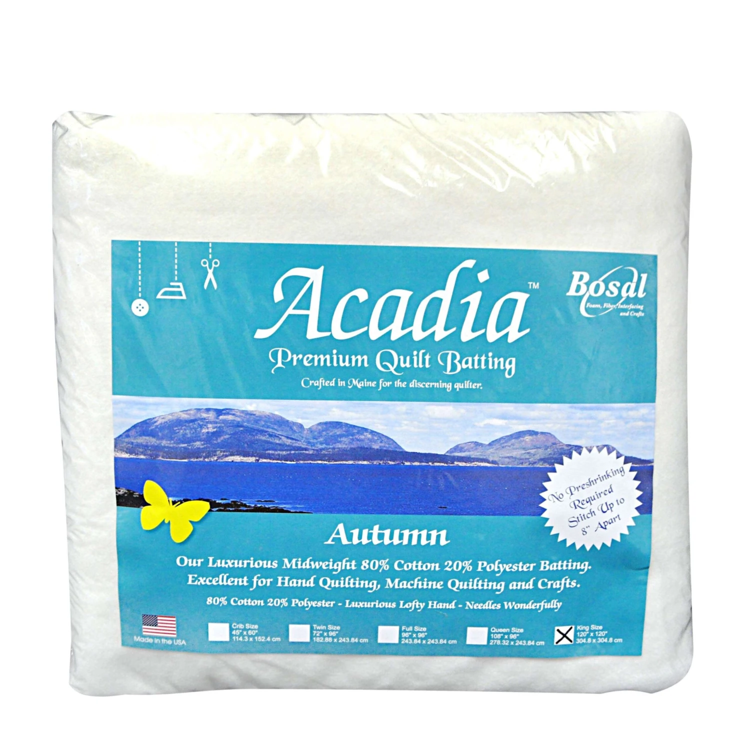 Bosal Acadia Premium 80% Cotton 20% Polyester Batting 4oz 120in X 1 Bosal Acadia Premium 80% Cotton 20% Polyester Batting 4oz 120in X