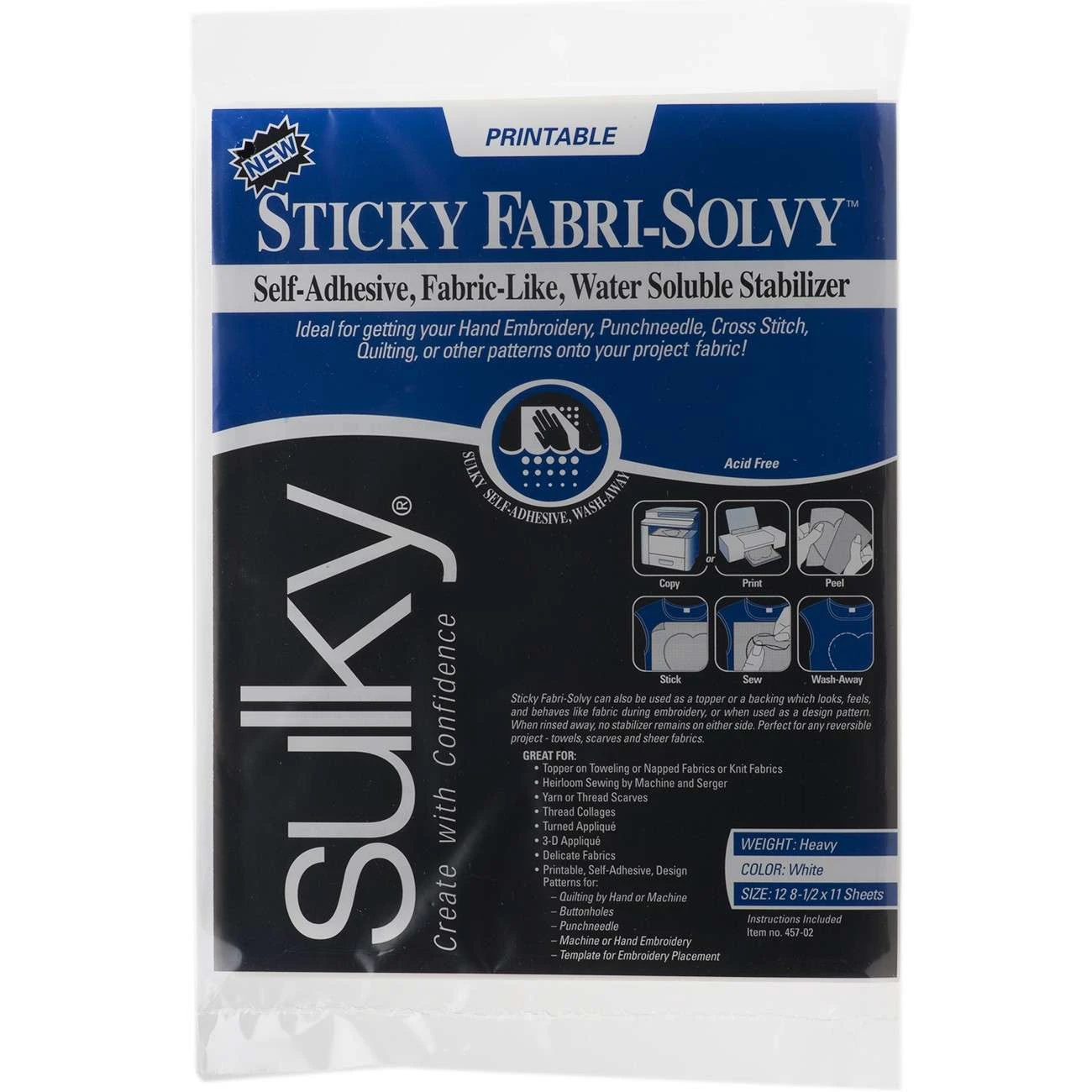 Sticky Fabri Solvy Printable Sheets 12ct 8-1/2in X 11in 1 Sticky Fabri Solvy Printable Sheets 12ct 8-1/2in X 11in