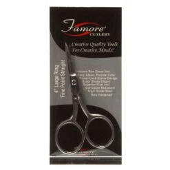 Famore 4in Large Ring Fine Point Straight Embroidery Scissor