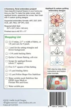 Flower Patch Table Runner Machine Embroidery Pattern By Christine 7 Flower Patch Table Runner Machine Embroidery Pattern By Christine -Keepsake Quilting Shop ASD235 02 9ac2d601 65d4 4fa5 8345 98af9775b6f3