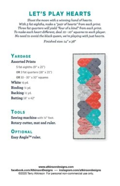 Let's Play Hearts Pattern 3 Let's Play Hearts Pattern -Keepsake Quilting Shop ATK 202 02