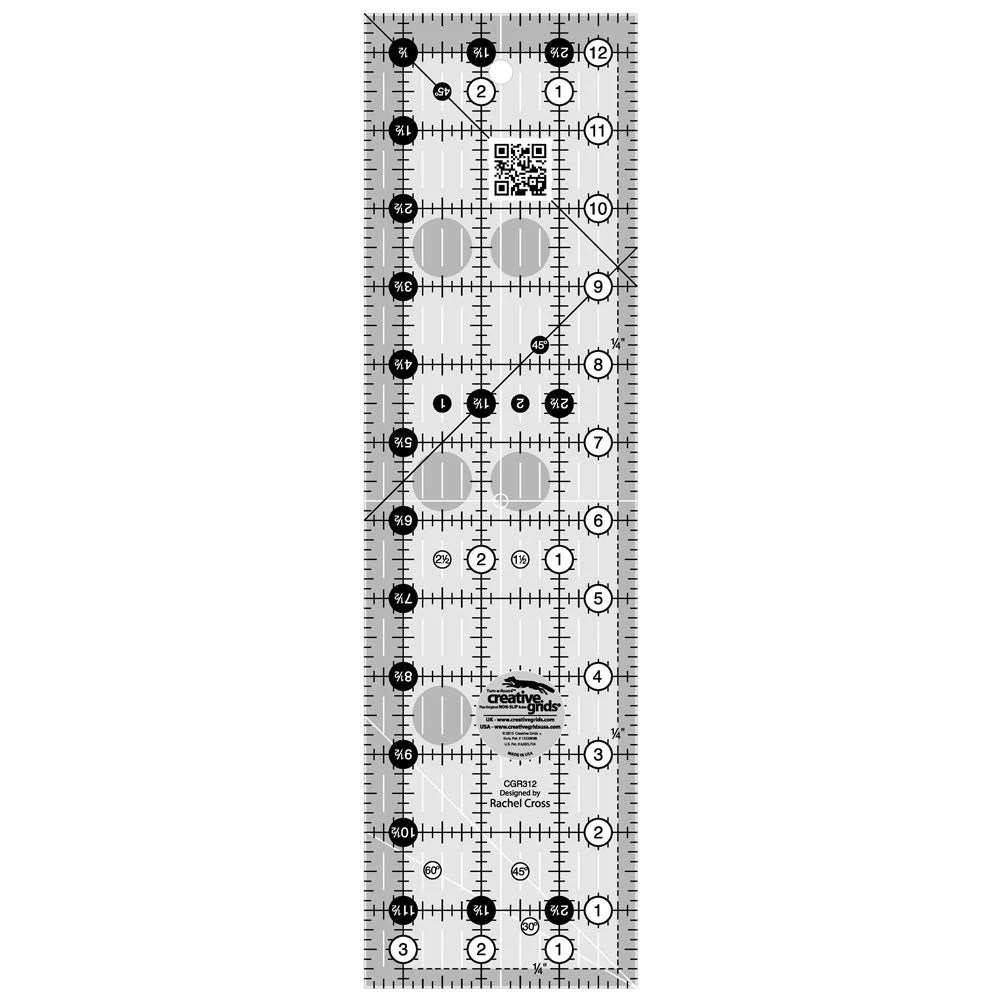 Creative Grids Quilt Ruler 3-1/2in X 12-1/2in 1 Creative Grids Quilt Ruler 3-1/2in X 12-1/2in