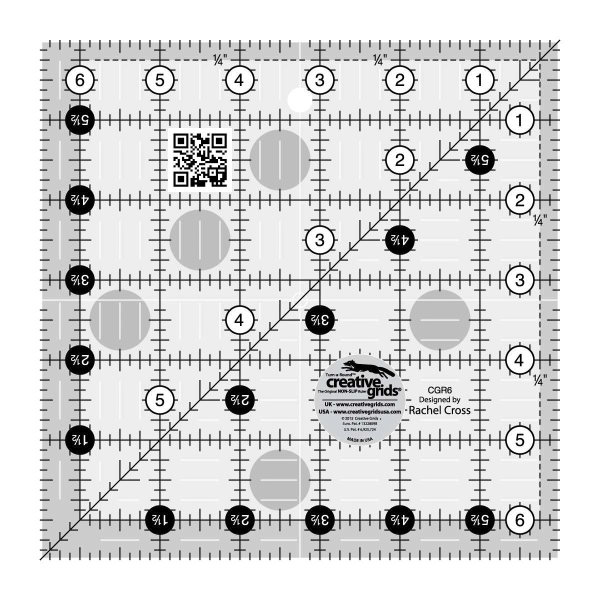 Creative Grids Quilt Ruler 6-1/2in Square 1 Creative Grids Quilt Ruler 6-1/2in Square