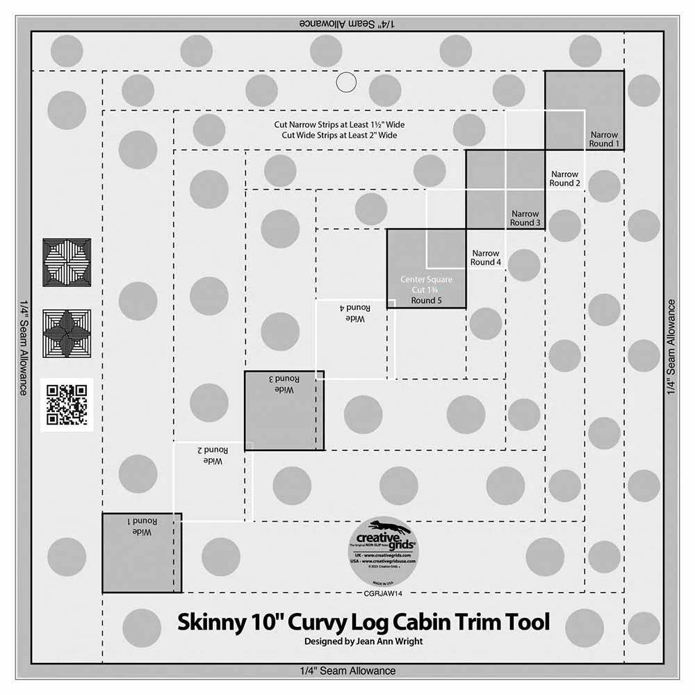 Creative Grids Skinny 10in Curvy Log Cabin Trim Tool 1 Creative Grids Skinny 10in Curvy Log Cabin Trim Tool