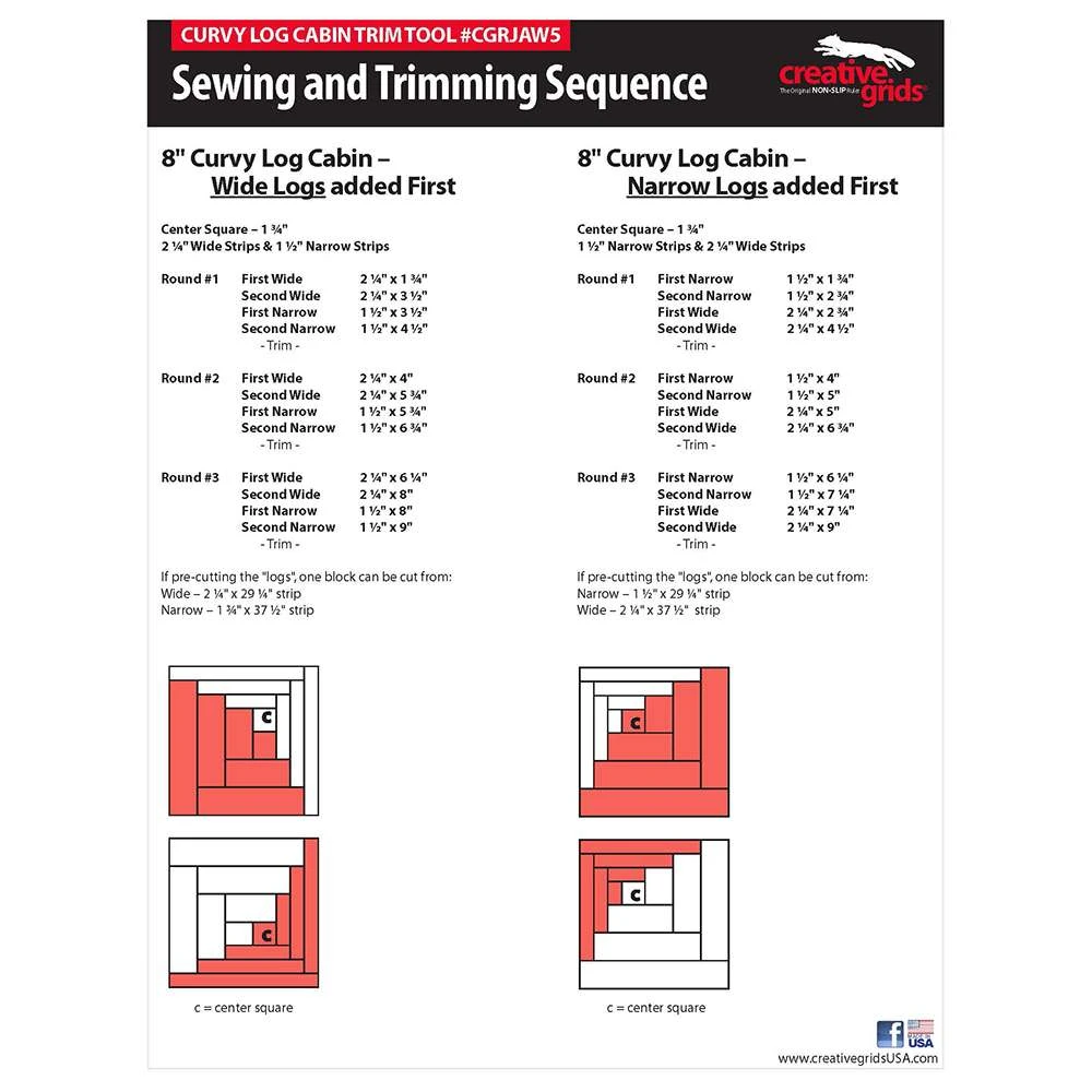 Creative Grids Curvy Log Cabin Trim Tool 8in Finished Blocks 2 Creative Grids Curvy Log Cabin Trim Tool 8in Finished Blocks - Image 2