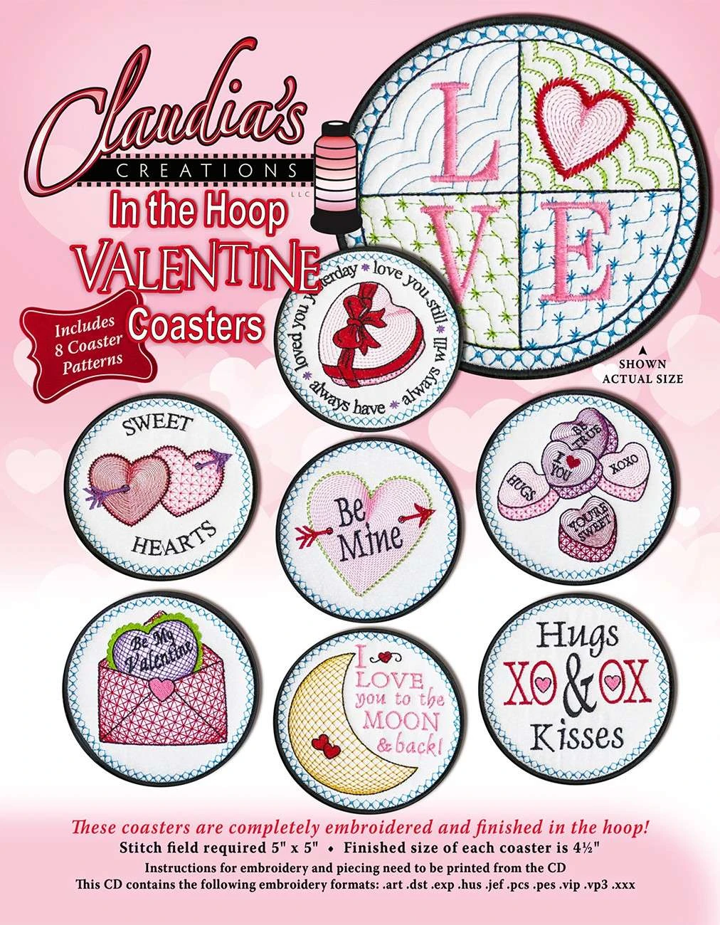 In The Hoop Valentine Coasters By Claudia Dinnell 1 In The Hoop Valentine Coasters By Claudia Dinnell