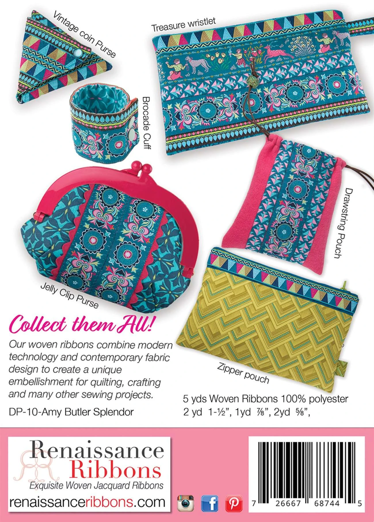 Amy Butler Splendor Designer Ribbon Pack 2 Amy Butler Splendor Designer Ribbon Pack - Image 2