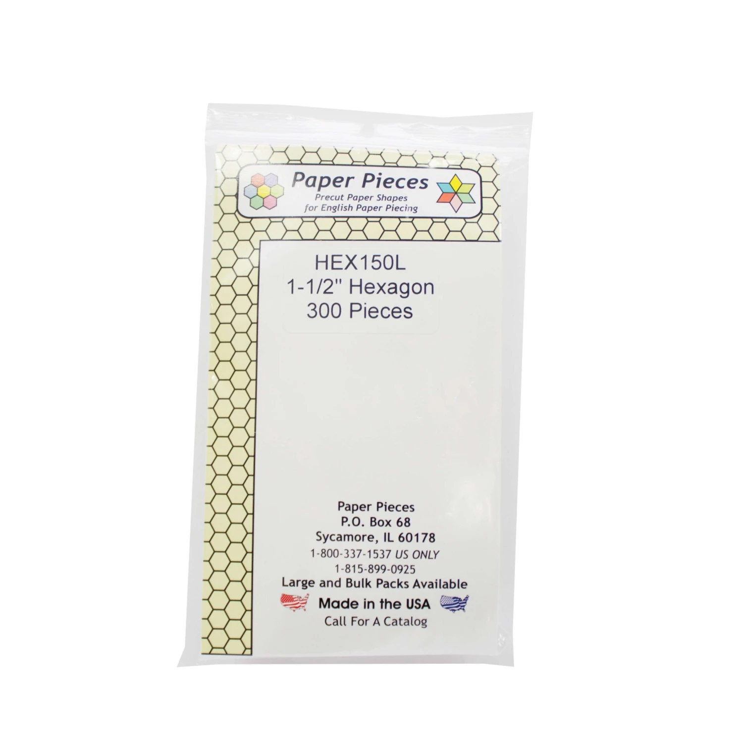 Paper Piece Hexagon Pack 1-1/2in 300pc 1 Paper Piece Hexagon Pack 1-1/2in 300pc