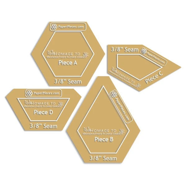 Homage To Grandmother's Flower Garden Templates With 3/8in Seams 1 Homage To Grandmother's Flower Garden Templates With 3/8in Seams