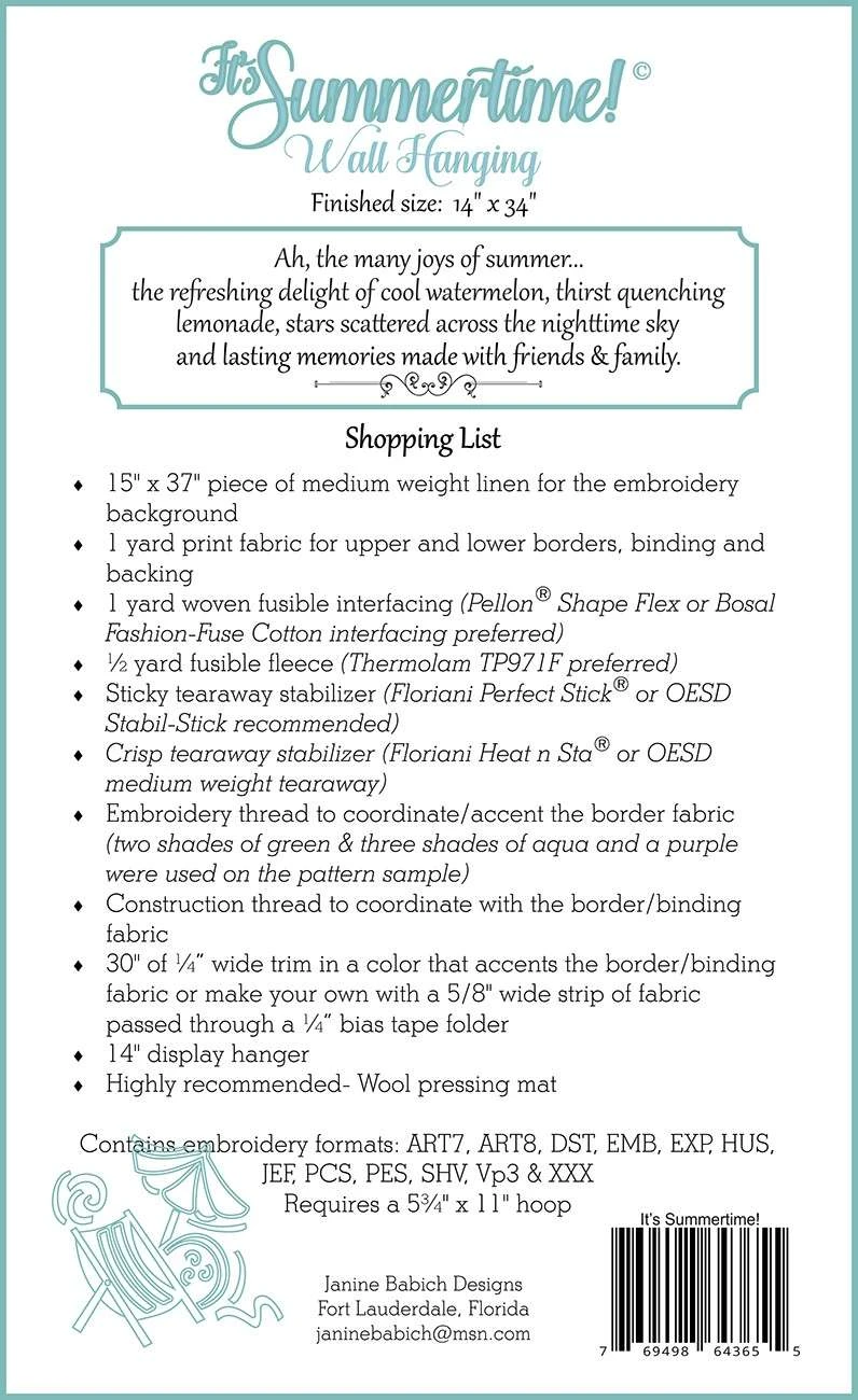 Its Summertime! Wall Hanging Embroidery By Janine Babich 2 Its Summertime! Wall Hanging Embroidery By Janine Babich - Image 2