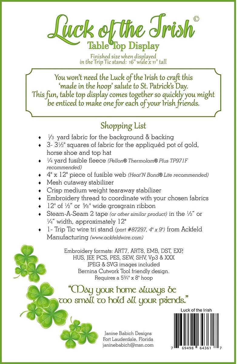 CD Luck Of The Irish Table Top Display Embroidery By Janine Babich 2 CD Luck Of The Irish Table Top Display Embroidery By Janine Babich - Image 2