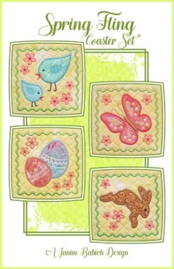 CD Spring Fling Coaster Set Embroidery By Janine Babich