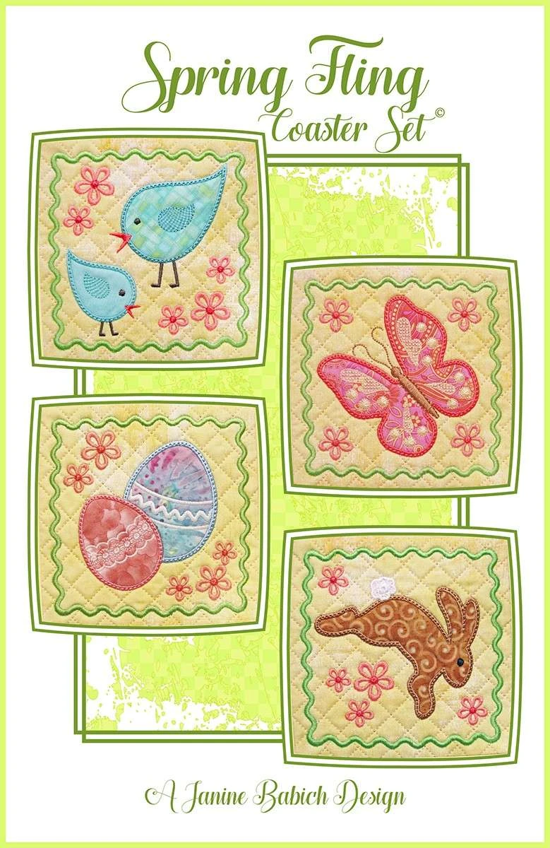 CD Spring Fling Coaster Set Embroidery By Janine Babich 1 CD Spring Fling Coaster Set Embroidery By Janine Babich