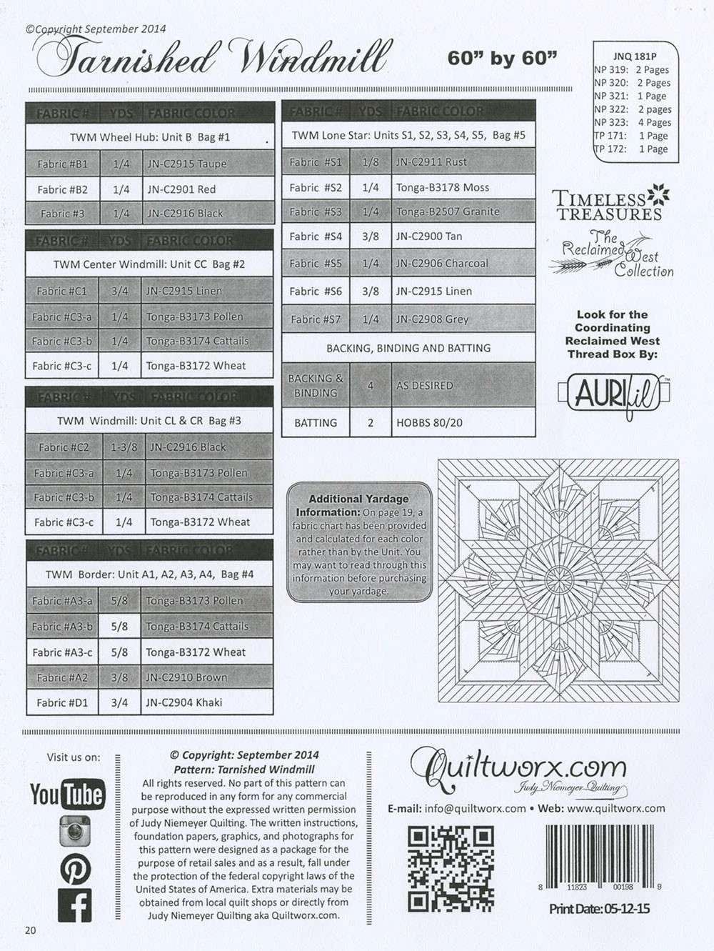 Tarnished Windmill N2018 Quilt Pattern By Judy Niemeyer 2 Tarnished Windmill N2018 Quilt Pattern By Judy Niemeyer - Image 2