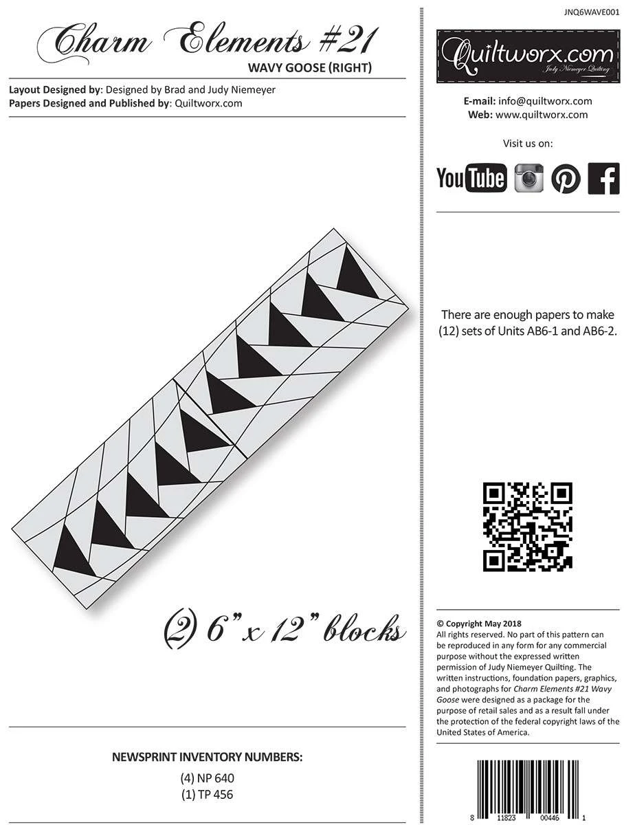 Charm Elements 21 - Wavy Goose Right Foundation Papers By Judy Niemeyer 1 Charm Elements 21 - Wavy Goose Right Foundation Papers By Judy Niemeyer