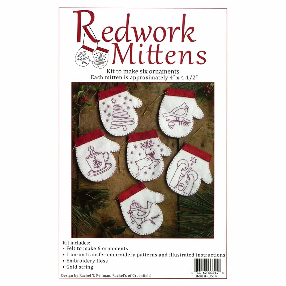 Redwork Mittens Kit 1 Redwork Mittens Kit