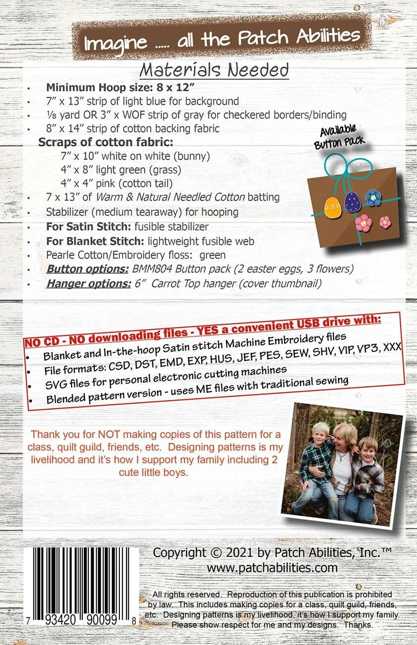 Bunny Got Back Pattern Machine Embroidery Version 2 Bunny Got Back Pattern Machine Embroidery Version - Image 2