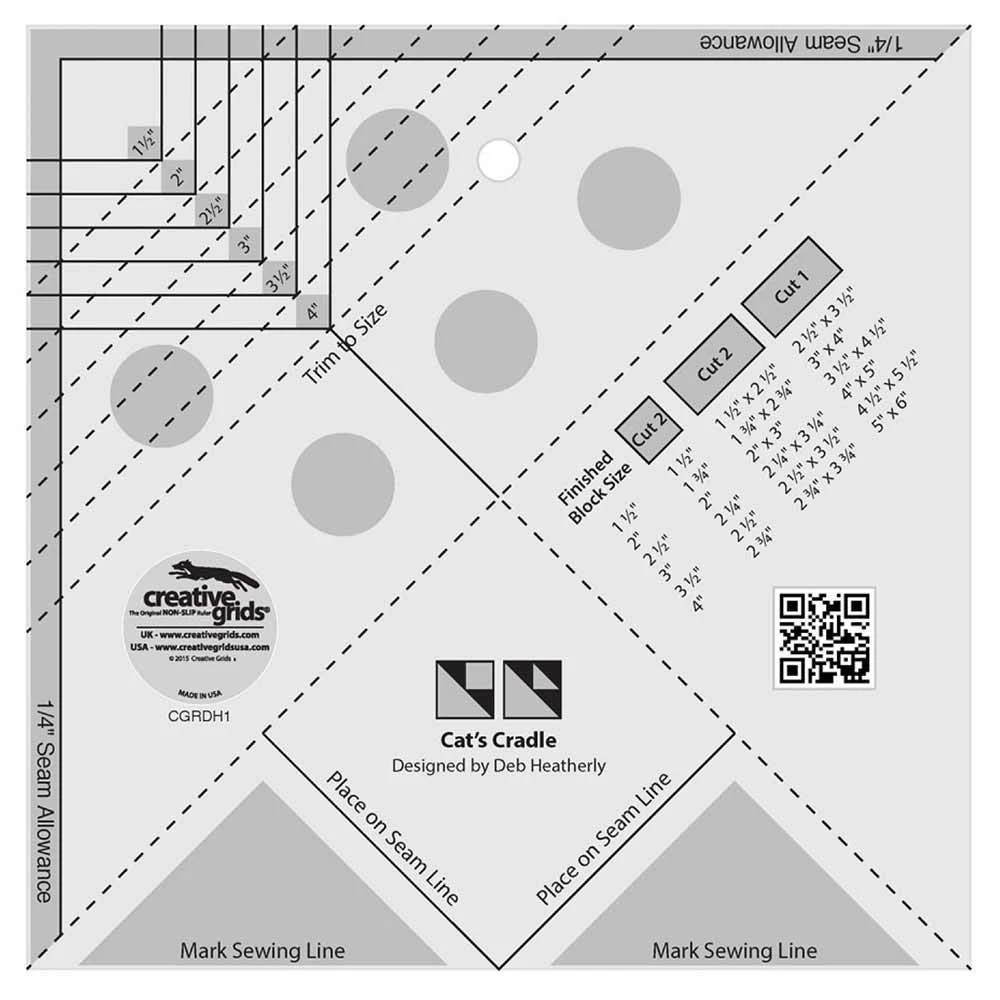 Creative Grids Cat's Cradle Tool Quilt Ruler 1 Creative Grids Cat's Cradle Tool Quilt Ruler