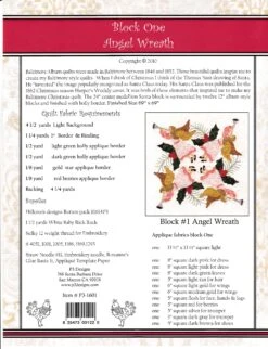 Baltimore Christmas Complete Pattern Set By Pearl Pereira - Pattern Only 5 Baltimore Christmas Complete Pattern Set By Pearl Pereira - Pattern Only -Keepsake Quilting Shop P31600 03