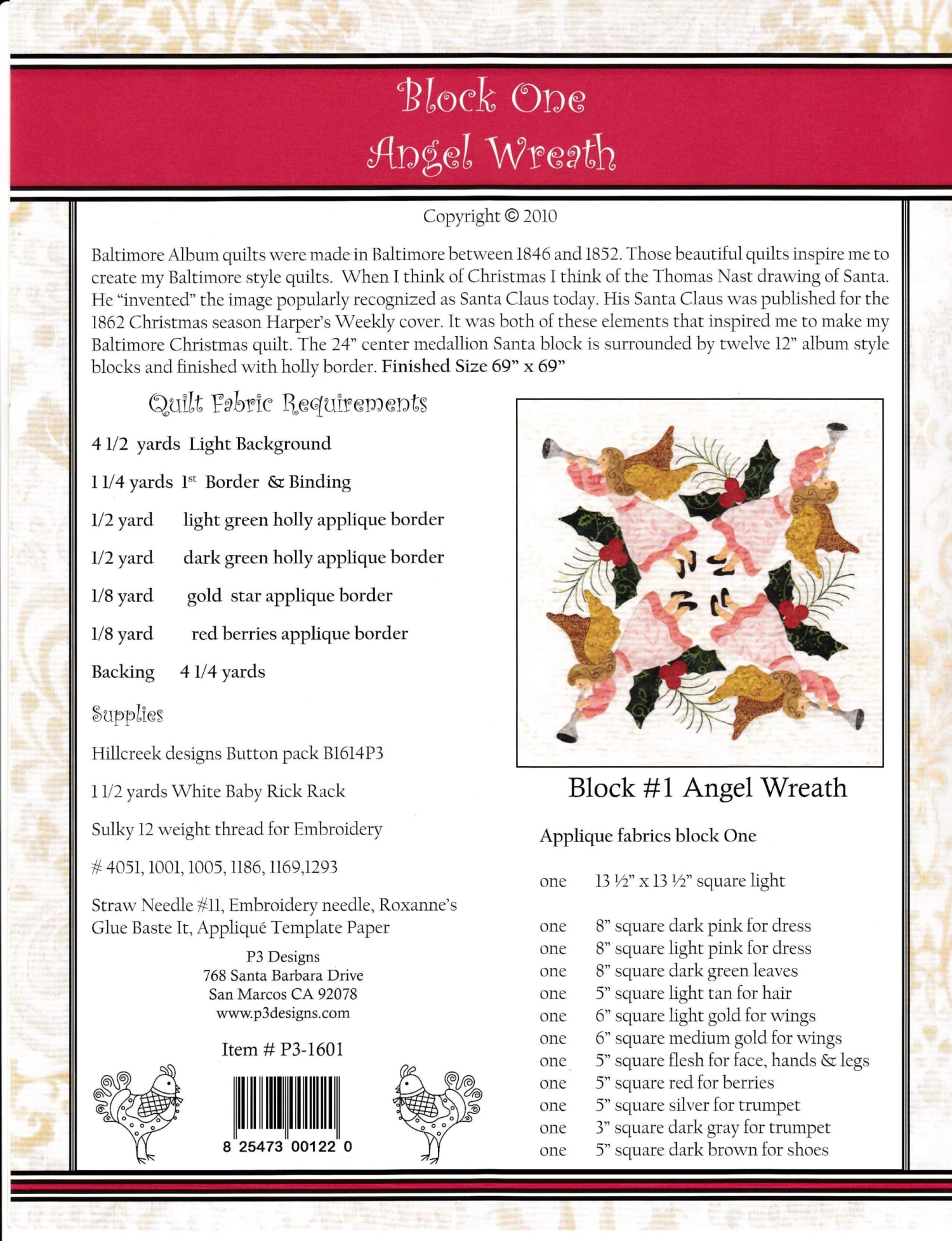 Baltimore Christmas Complete Pattern Set By Pearl Pereira - Pattern Only 3 Baltimore Christmas Complete Pattern Set By Pearl Pereira - Pattern Only - Image 3