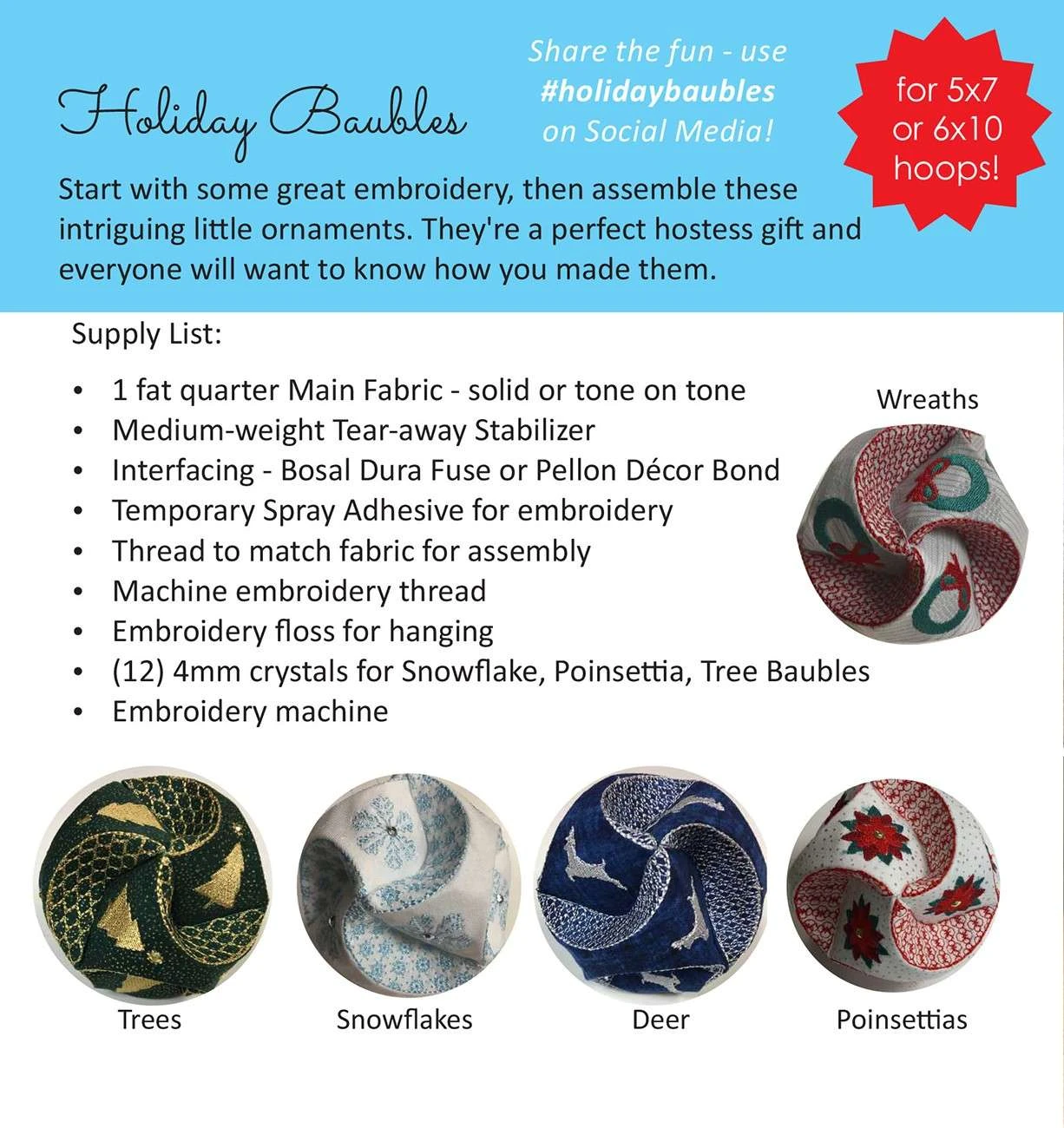 Machine Embroidery Holiday Baubles 2 Machine Embroidery Holiday Baubles - Image 2