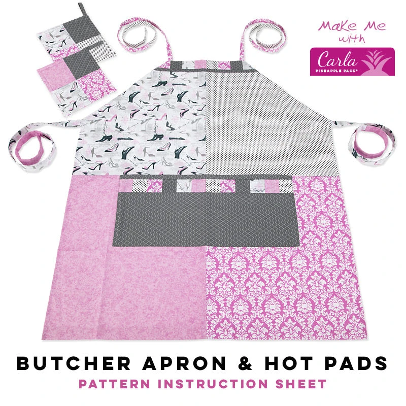Butcher Apron & Hot Pads - Carla Pineapple Pack Pattern 1 Butcher Apron & Hot Pads - Carla Pineapple Pack Pattern