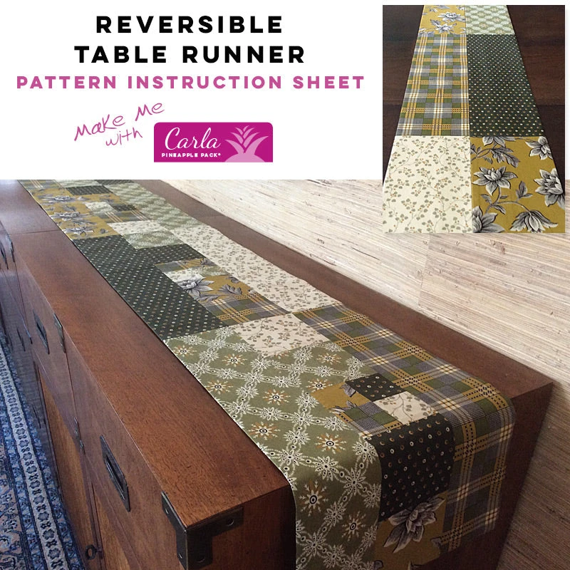 Reversible Table Runner - Carla Pineapple Pack Pattern 1 Reversible Table Runner - Carla Pineapple Pack Pattern