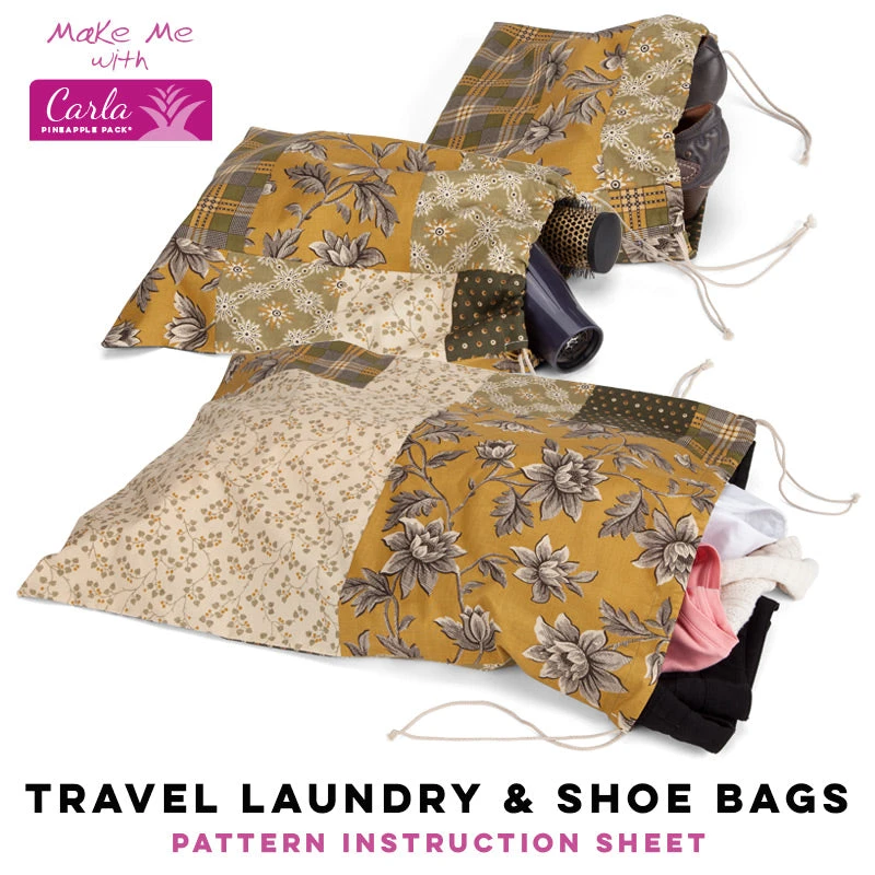 Travel Laundry And Shoe Bags - Carla Pineapple Pack Pattern 1 Travel Laundry And Shoe Bags - Carla Pineapple Pack Pattern