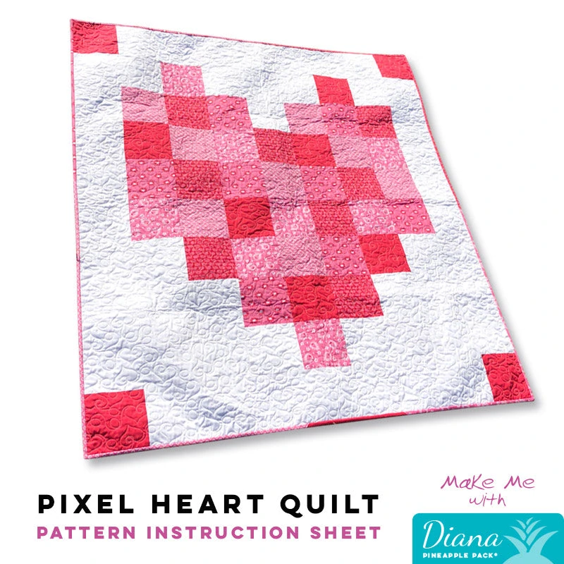 Pixel Heart Quilt - Diana Pineapple Pack Pattern 1 Pixel Heart Quilt - Diana Pineapple Pack Pattern
