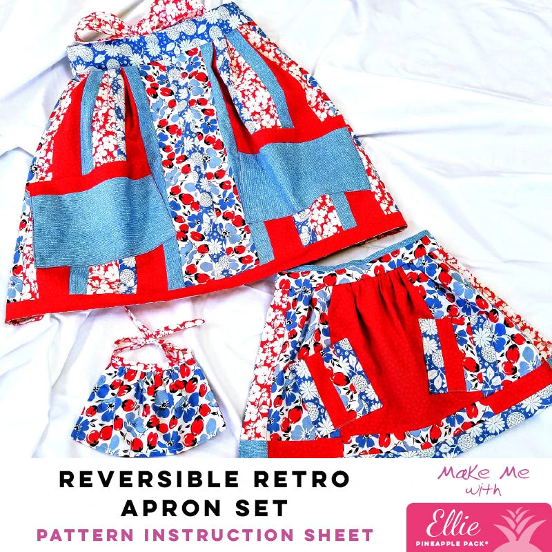 Reversible Retro Apron Set - Ellie Pineapple Pack Pattern 1 Reversible Retro Apron Set - Ellie Pineapple Pack Pattern