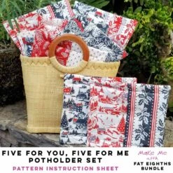 Five For You, Five For Me Potholder Set - Fat Eighth Pattern