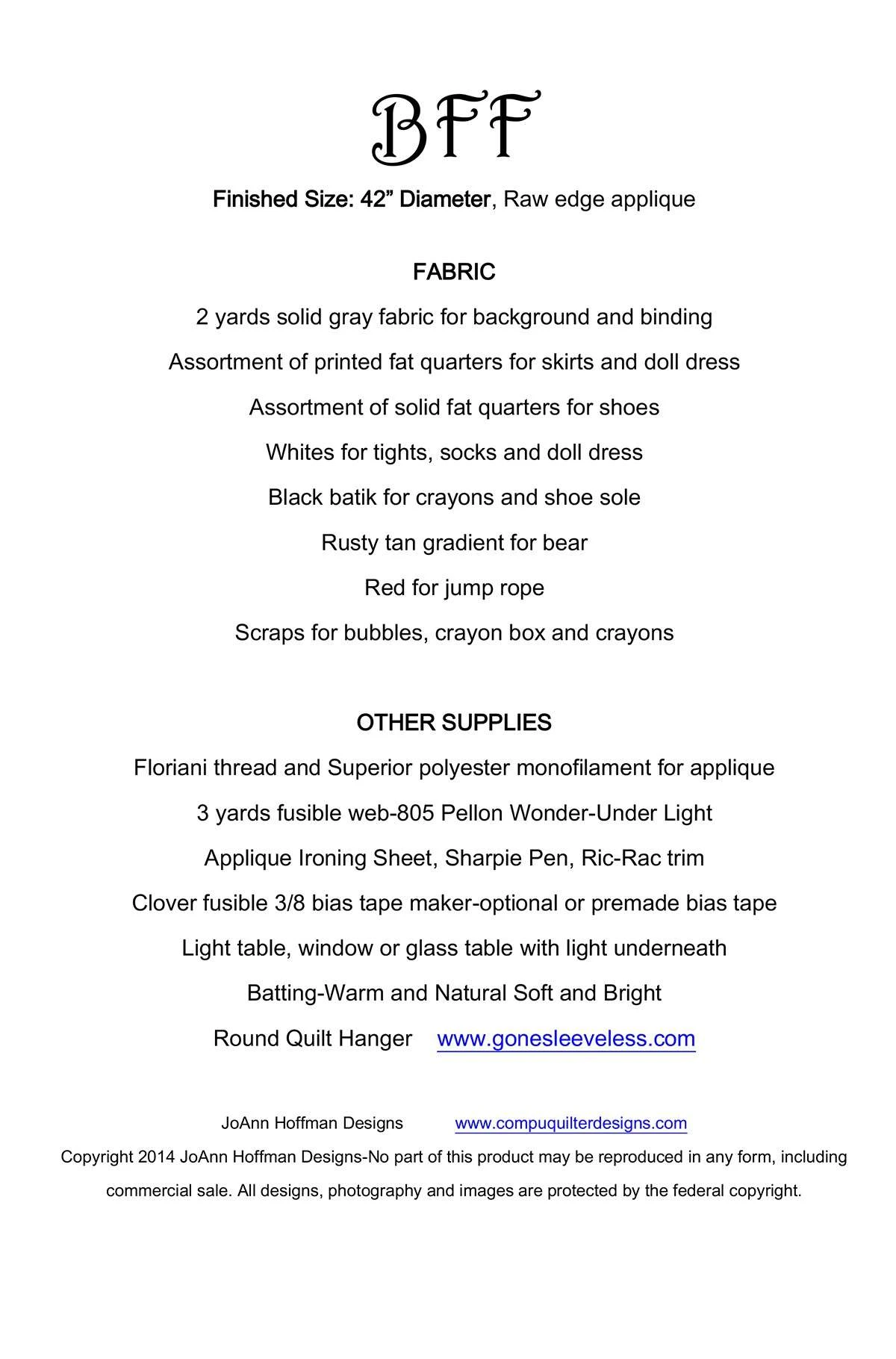 BFF Pattern Quilt Pattern By JoAnn Hoffman 2 BFF Pattern Quilt Pattern By JoAnn Hoffman - Image 2