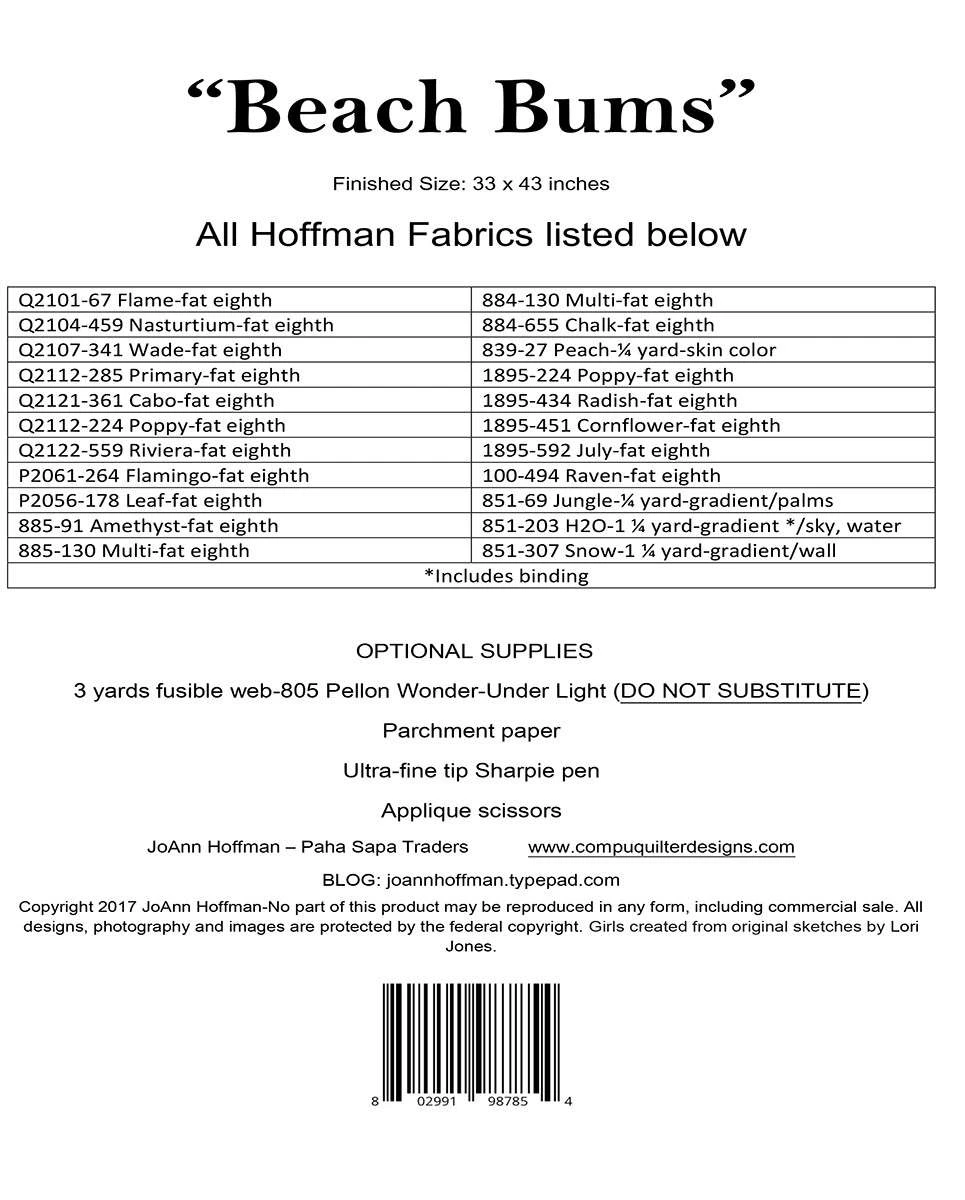 Beach Bums Quilt Pattern By JoAnn Hoffman 2 Beach Bums Quilt Pattern By JoAnn Hoffman - Image 2