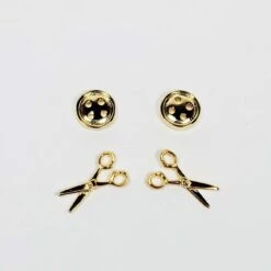 Button & Scissors Earring Set Of 2 Gold
