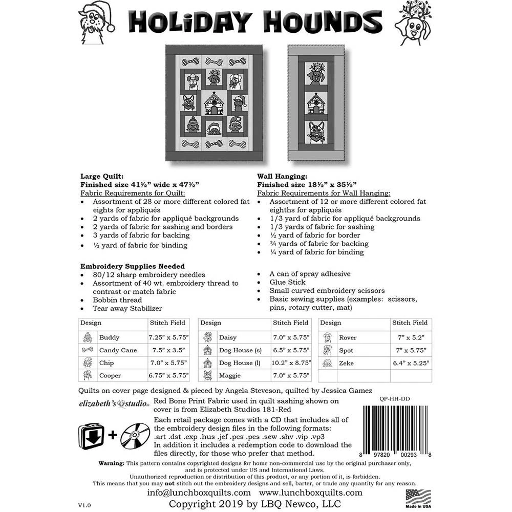 Holiday Hounds Applique Machine Embroidery CD 2 Holiday Hounds Applique Machine Embroidery CD - Image 2