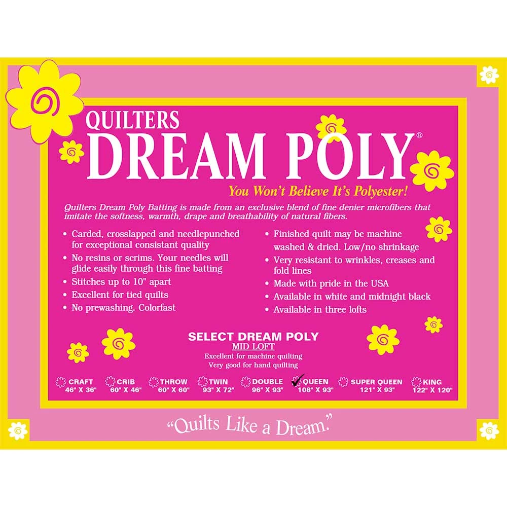 Quilter's Dream - Black Dream Poly Select - Queen 108" X 93" - Batting 1 Quilter's Dream - Black Dream Poly Select - Queen 108" X 93" - Batting