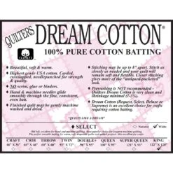 Quilter's Dream - White Dream 100% Cotton Select - King 122" X 120" - Batting