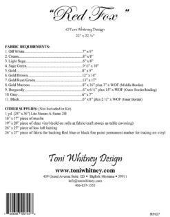 Red Fox Pattern By Toni Whitney. 3 Red Fox Pattern By Toni Whitney. -Keepsake Quilting Shop RF027 02 6edfc25c 42fa 49ee b3ad 2ba424064519