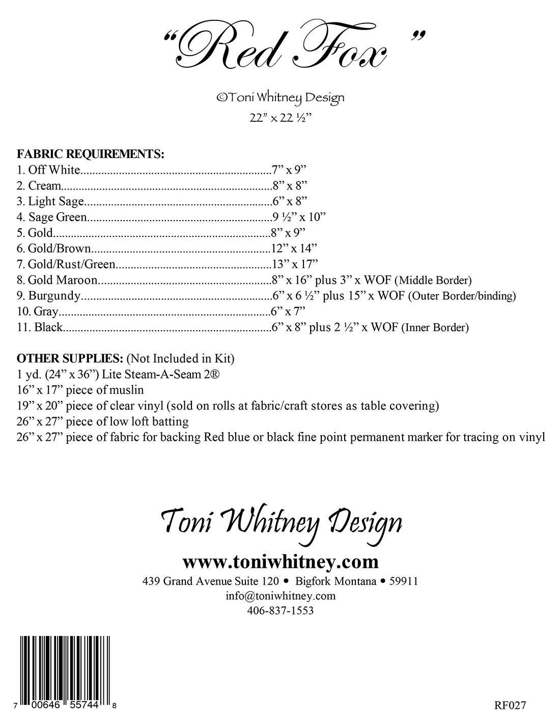 Red Fox Pattern By Toni Whitney. 2 Red Fox Pattern By Toni Whitney. - Image 2