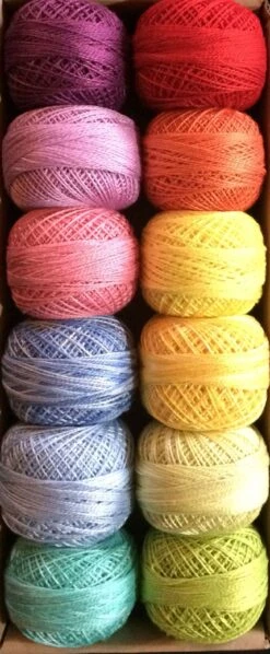 Valdani Pearl Cotton Ball Sz8 73yd 12 Colors Rainbow Light