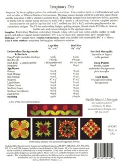 Imaginary Day Embroidery Quilt Pattern By Kathleen Conner -Keepsake Quilting Shop SS9045 02