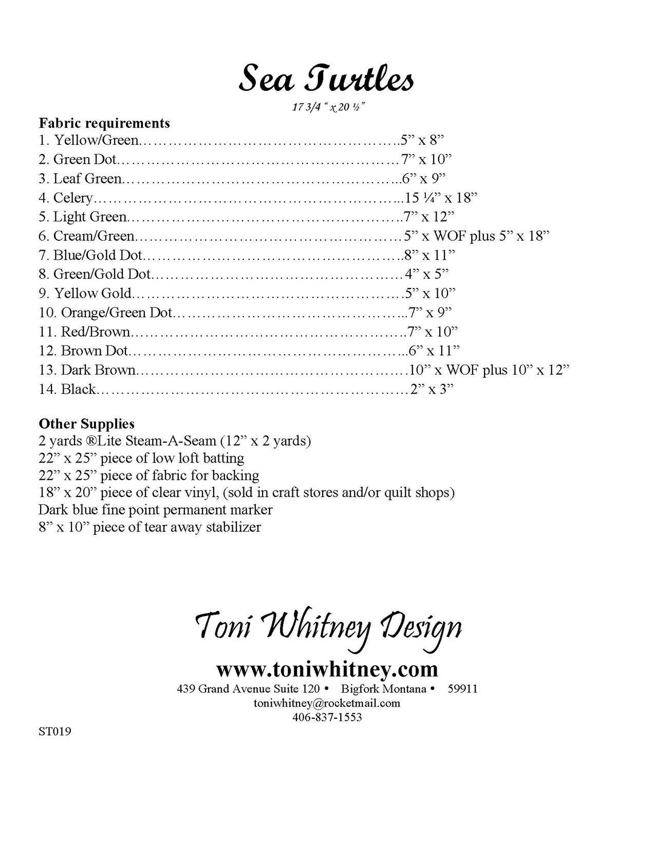 Sea Turtles Pattern By Toni Whitney. 2 Sea Turtles Pattern By Toni Whitney. - Image 2
