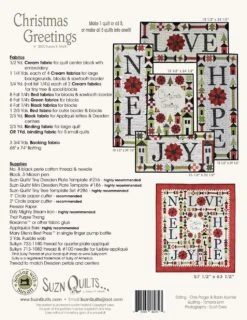 Christmas Greetings BOM - Pattern Only 7 Christmas Greetings BOM - Pattern Only -Keepsake Quilting Shop SUZ292 02 f995f6b1 5ca7 42a5 8373 d0ff93167177