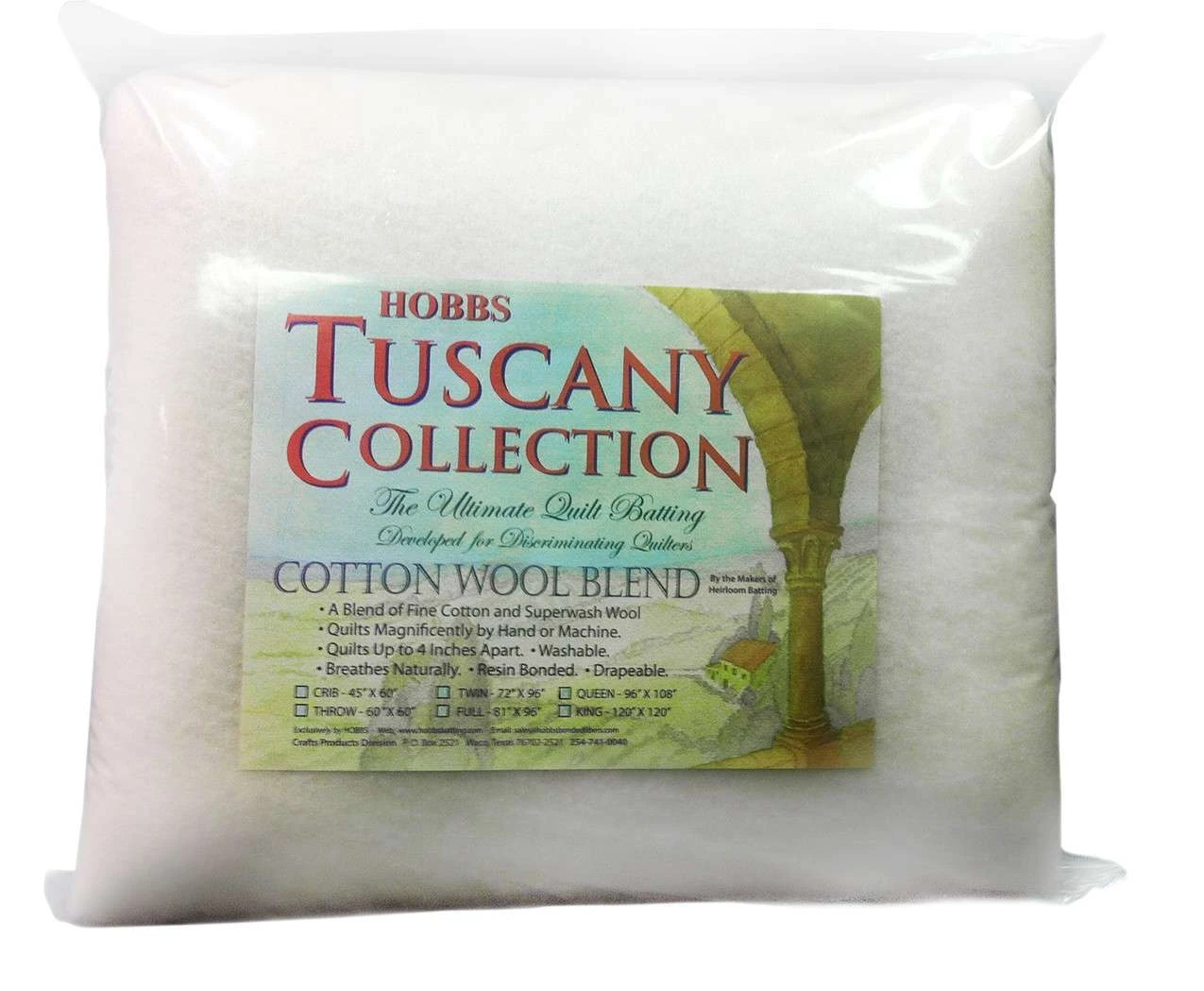 Hobbs Tuscany 20% Wool 80% Cotton Batting Throw 60in X 60in 1 Hobbs Tuscany 20% Wool 80% Cotton Batting Throw 60in X 60in