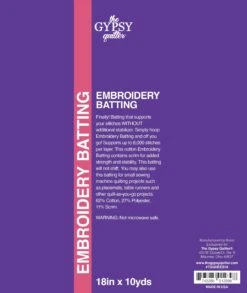 The Gypsy Quilter Embroidery Batting 18in X 10yds