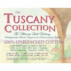Tuscany 100% Unbleached Cotton Batting King 120in X 120in