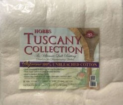 Hobbs Tuscany Supreme 100% Unbleached Natural Cotton Batting Twin 72in X 96in